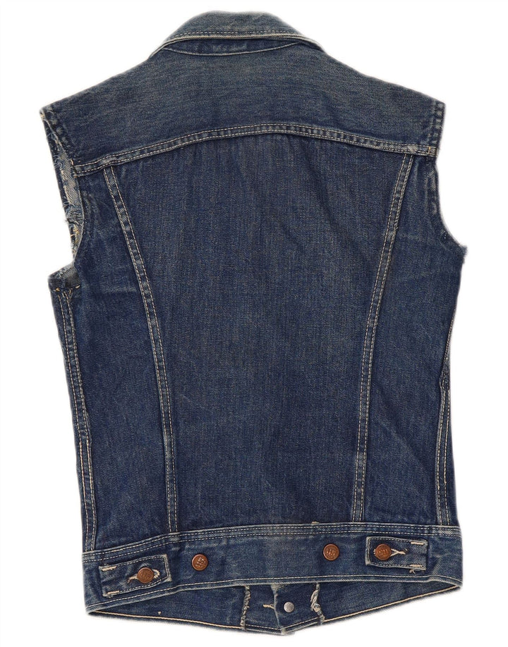 Vintage Womens Denim Gilet UK 8 Small Blue Cotton