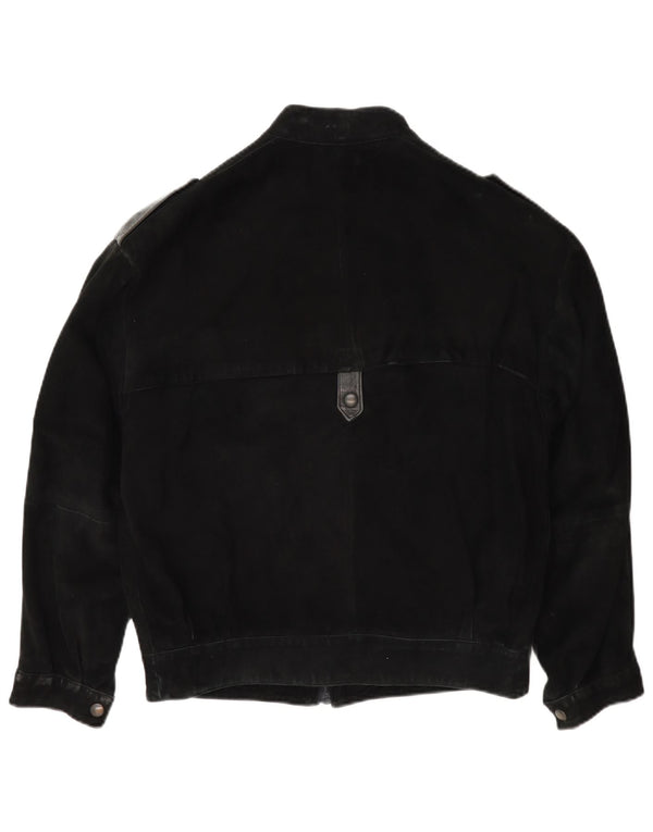 Vintage Mens Military Suede Bomber Jacket IT 46 Small Black