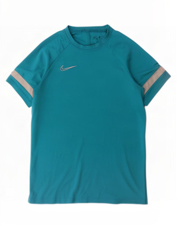 Nike Mens Dri Fit T-Shirt Top Large Blue Colourblock Polyester