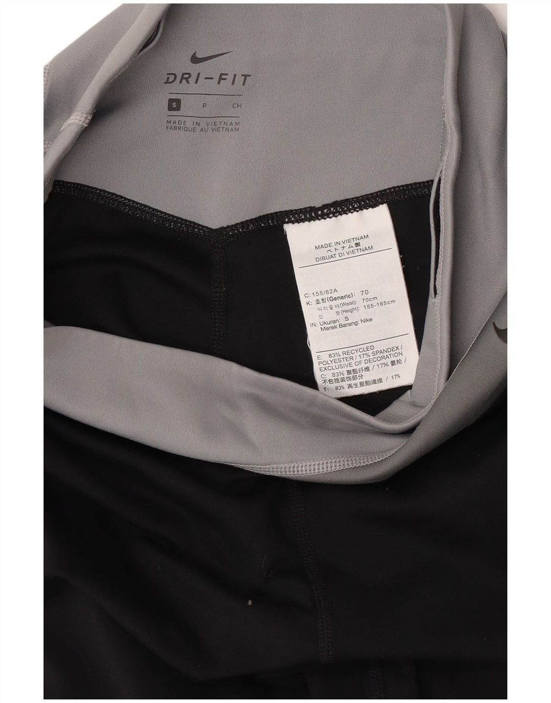 NIKE Womens Dri Fit Graphic Crop Leggings UK 8 Small Black Colourblock