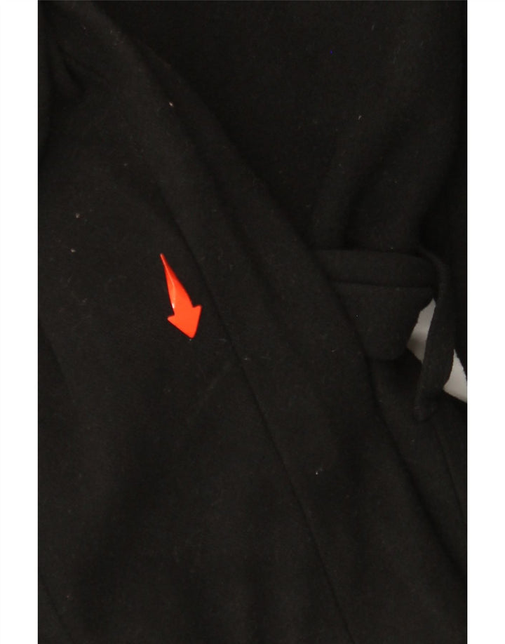 TED BAKER Womens Trench Coat Size 2 Small Black Wool