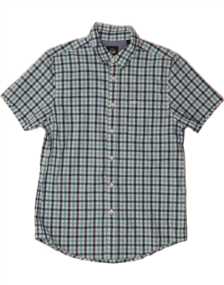 DOCKERS Mens Short Sleeve Shirt Small Blue Check Cotton Vintage Dockers and Second-Hand Dockers from Messina Hembry 