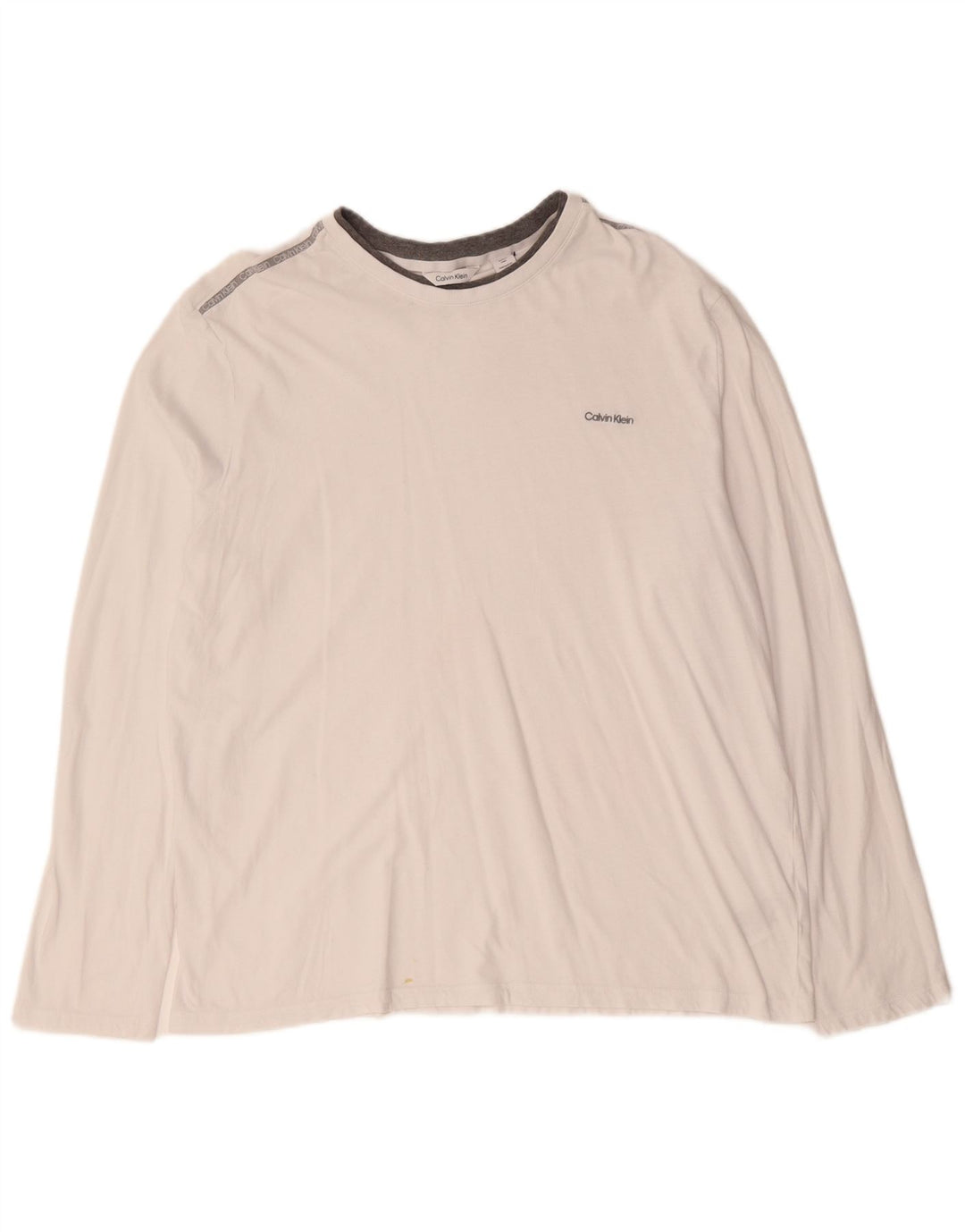 CALVIN KLEIN Mens Top Long Sleeve XL White Cotton