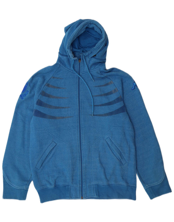 Kappa Mens Zip Hoodie Sweater Large Blue Striped Cotton