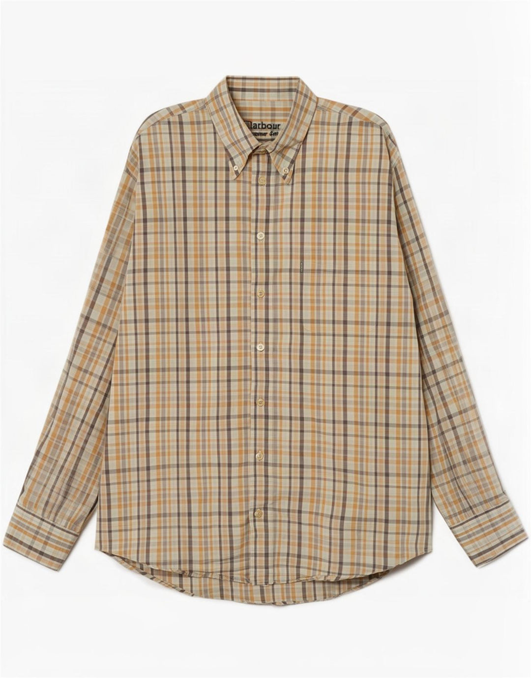 Barbour Mens Shirt Large Beige Check