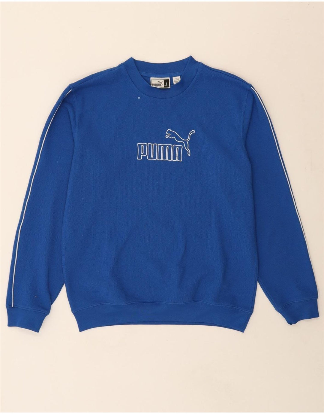 PUMA Mens Graphic Sweatshirt Jumper Small Blue Vintage Puma and Second-Hand Puma from Messina Hembry 