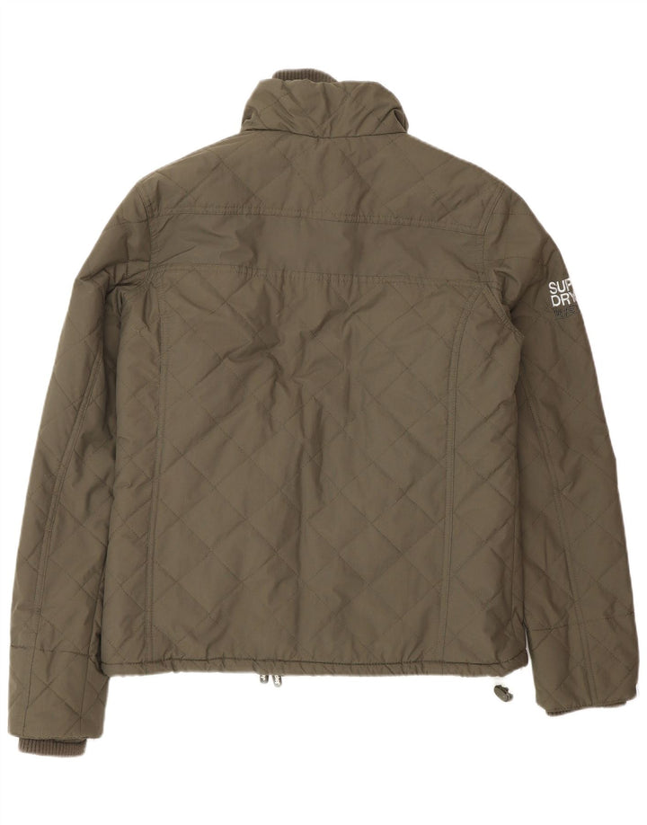 Superdry Womens Windcheater Windbreaker Jacket UK 14 Medium Khaki Nylon