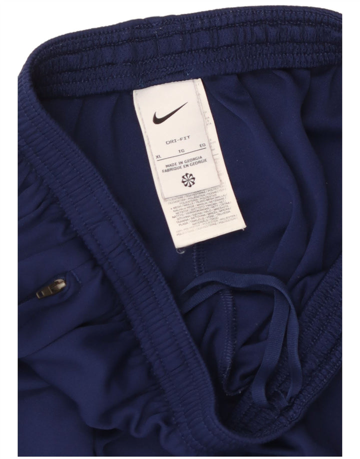 NIKE Boys Dri Fit Tracksuit Trousers 13-14 Years XL Navy Blue Colourblock