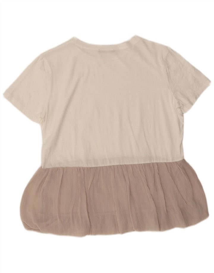 ZARA Womens Blouse Top UK 14 Medium White Colourblock