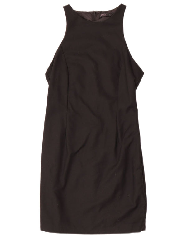 Zara Womens Sleeveless Sheath Dress UK 12 Medium Black Cotton