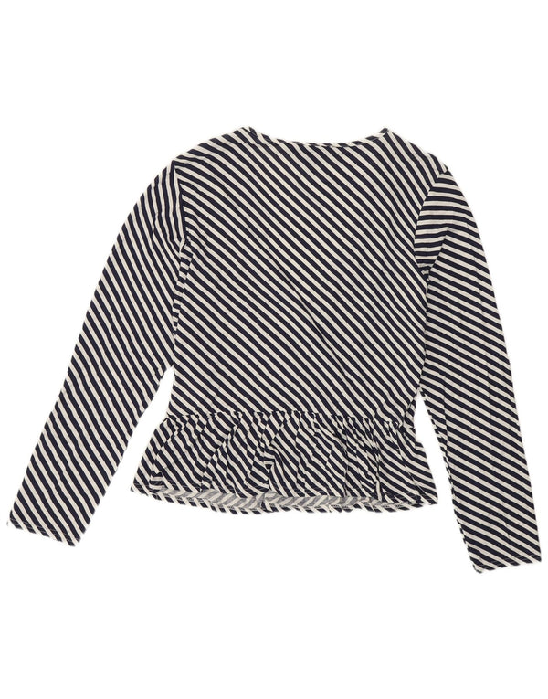 Lipsy Womens Long Sleeve Blouse Top UK 18 XL Navy Blue Pinstripe Viscose