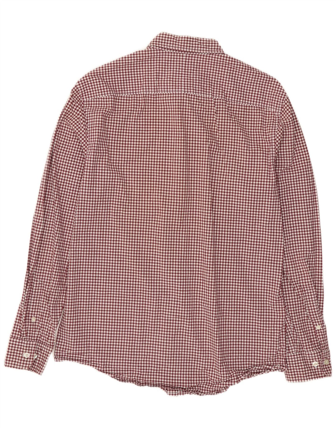 PENGUIN Mens Shirt Medium Maroon Gingham Cotton