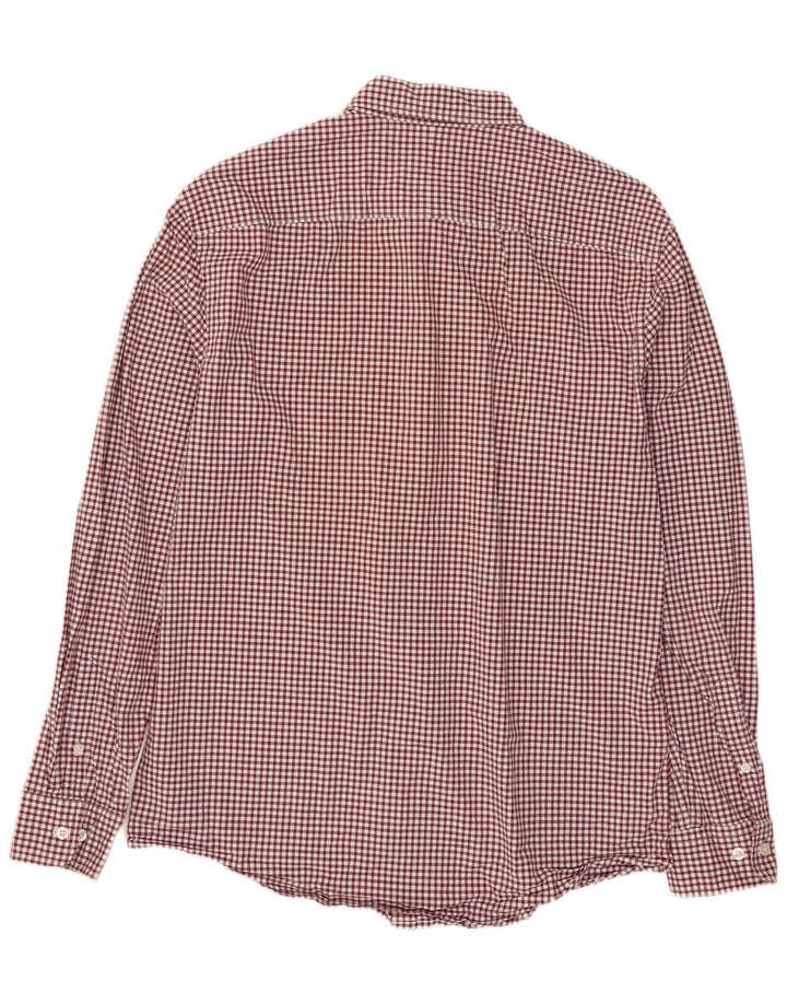 PENGUIN Mens Shirt Medium Maroon Gingham Cotton