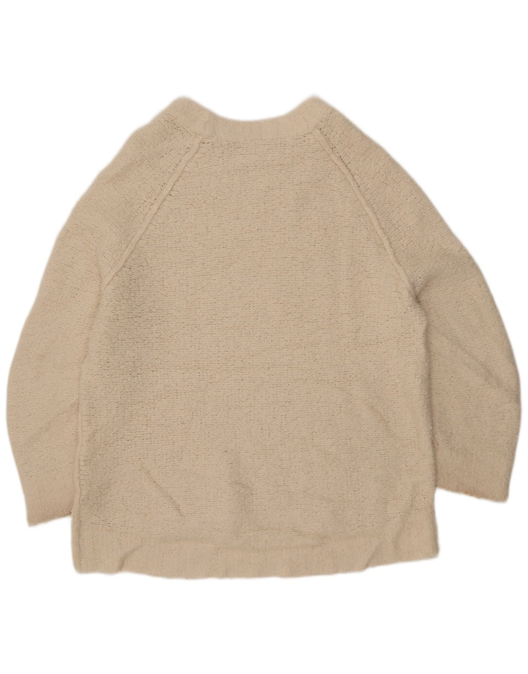 Vintage Womens Oversized Boat Neck Jumper Sweater UK 14 Medium White