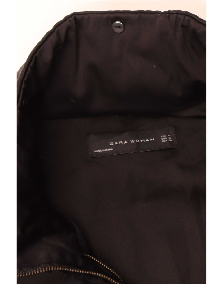 Zara Womens Hooded Parka Jacket UK 14 Medium Black