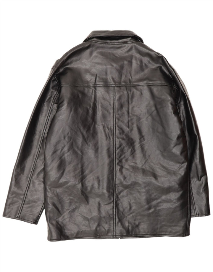 REPORTAGE Mens Leather Coat UK 42 XL Black