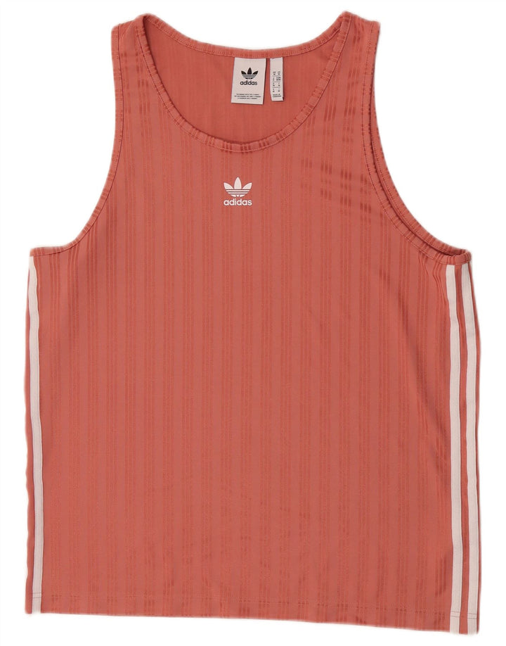 Adidas Mens Vest Top Medium Orange Striped Polyester