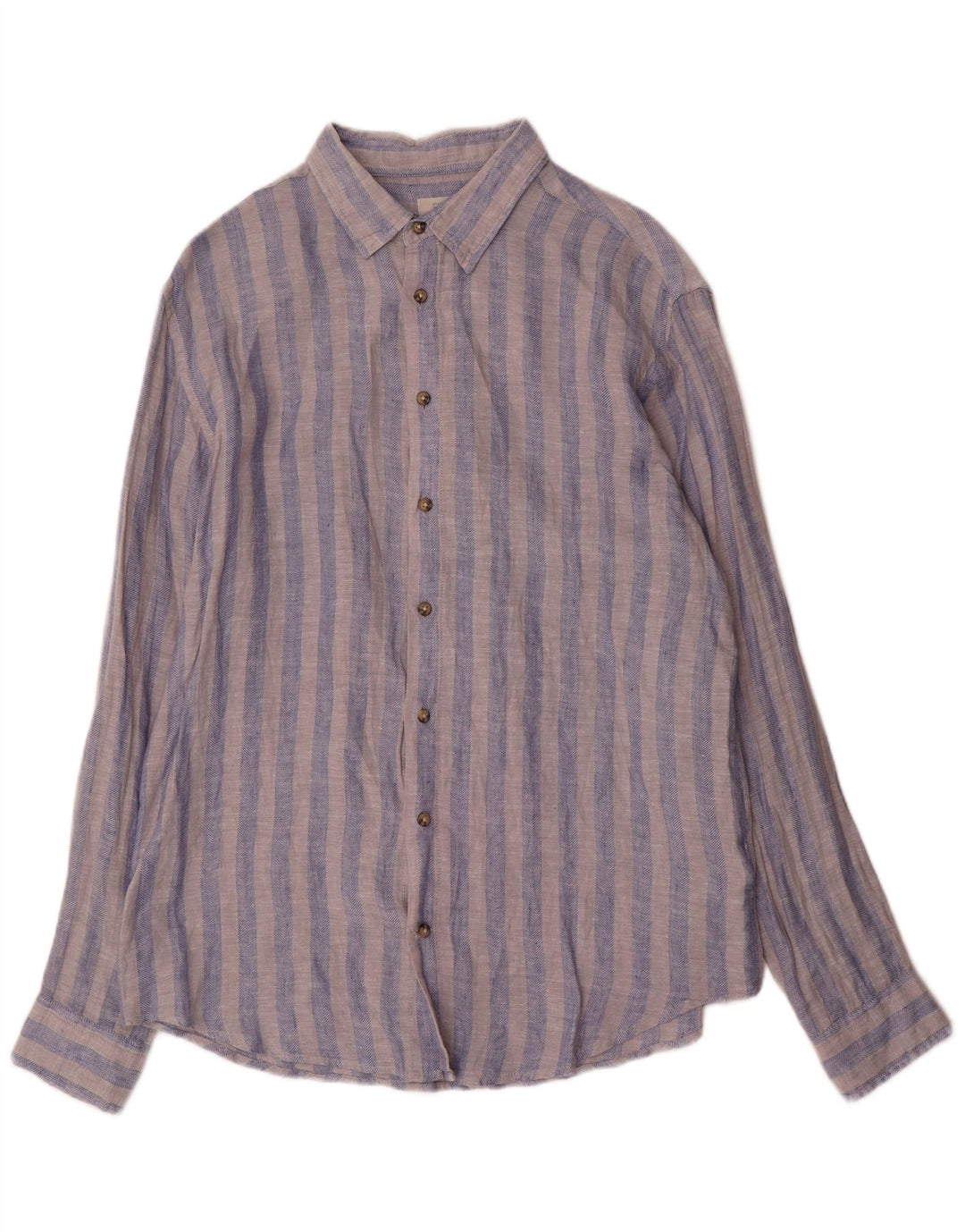 Dack's Mens Shirt Large Blue Striped Linen