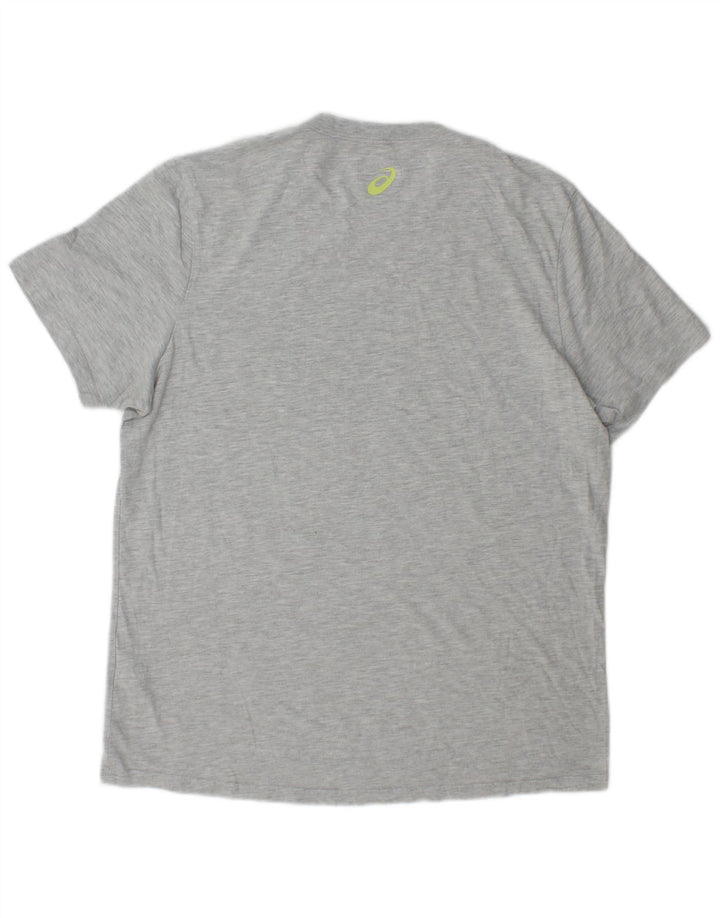 Asics Mens Graphic T-Shirt Top Large Grey Cotton
