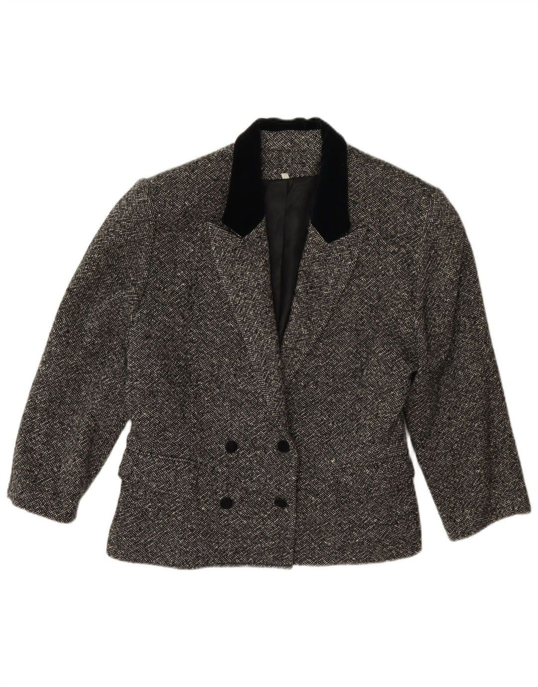 Vintage Womens 3/4 Sleeve Double Breasted Blazer Jacket IT 42 Medium Grey