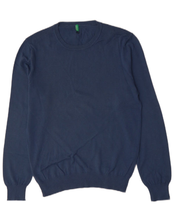 BENETTON Mens Crew Neck Jumper Sweater Small Blue Cotton