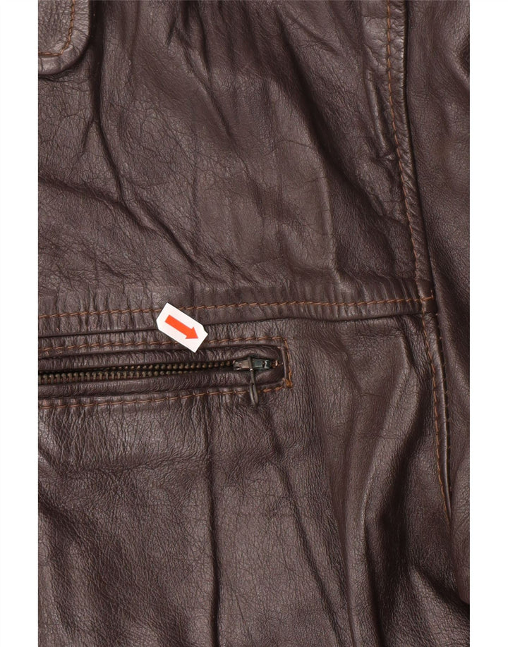 VINTAGE Mens Leather Jacket UK 42 XL Brown Leather