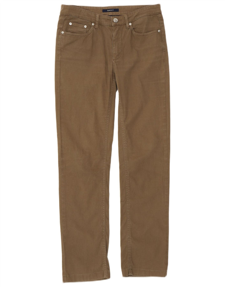 GANT Womens Straight Casual Trousers W27 L29 Khaki Cotton