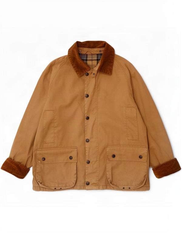 Barbour Mens Bedale Waxed Cotton Jacket UK 38 Medium Beige Colourblock