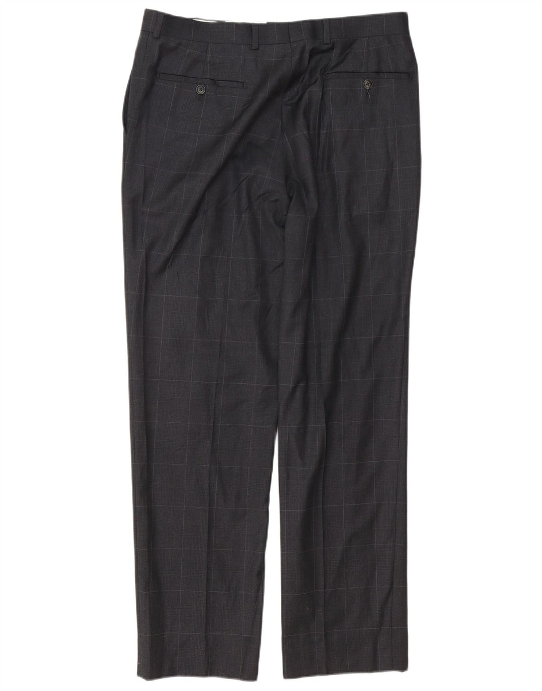 MARKS & SPENCER Mens Regular Fit Suit Trousers W34 L31 Grey Check Wool