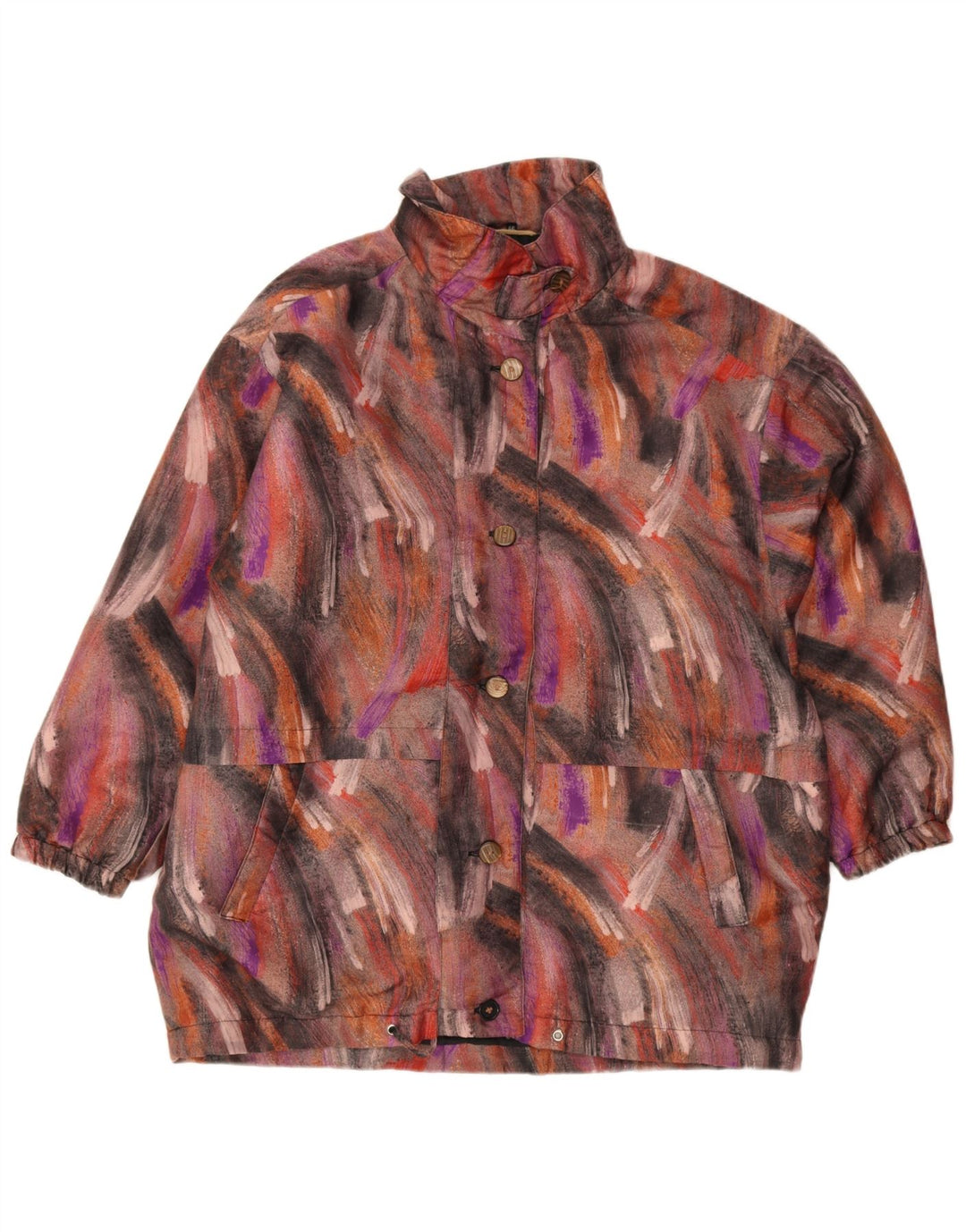Vintage Womens Abstract Pattern Windbreaker Coat EU 46 XL Multicoloured