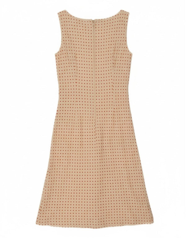 Seventy Womens Sleeveless Sheath Dress IT 42 Medium Yellow Polka Dot Silk