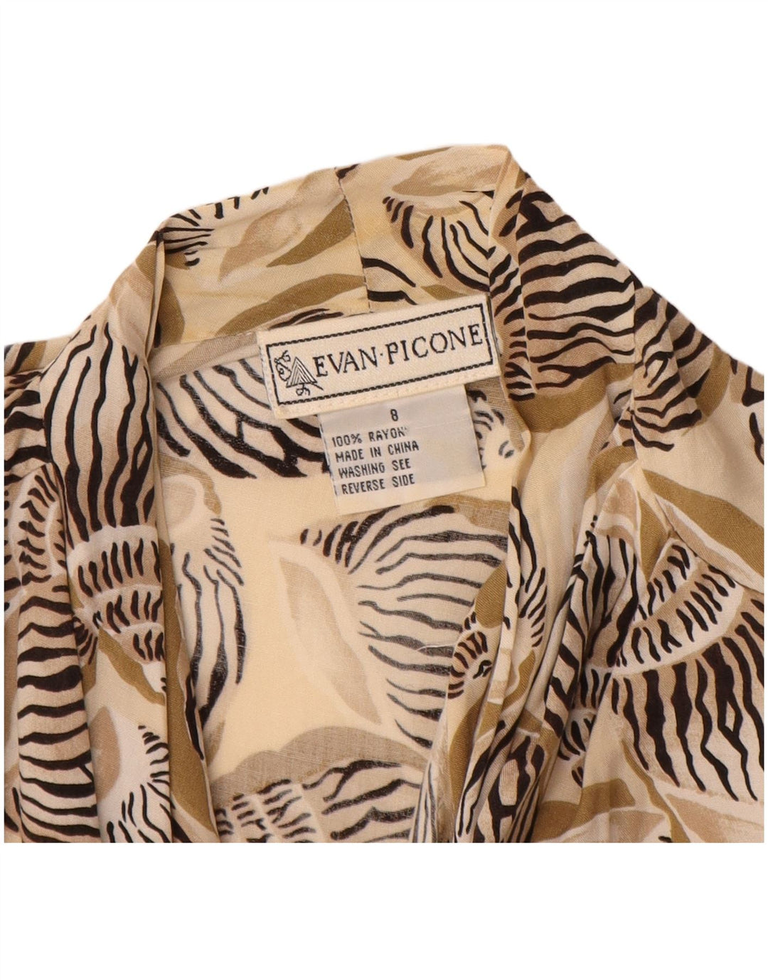 EVAN PICONE Womens Cardigan Top US 8 Medium Green Animal Print