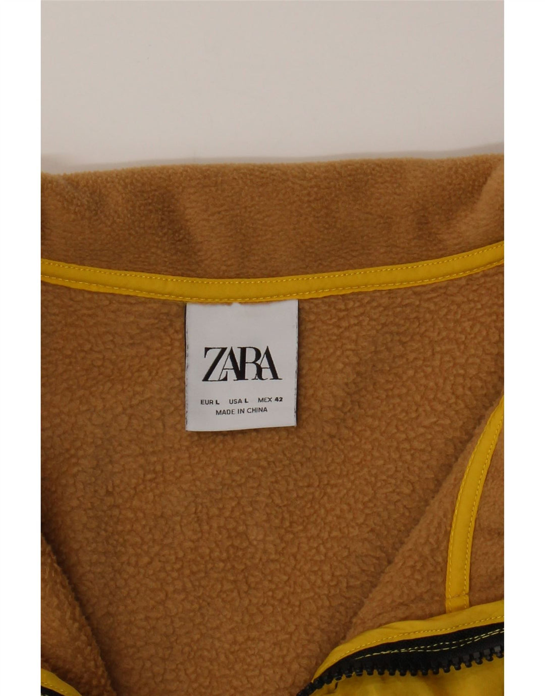ZARA Mens Zip Neck Fleece Jumper Large Brown Colourblock Polyester