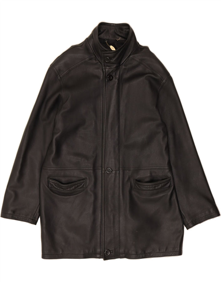 VINTAGE Mens Leather Jacket UK 44 2XL Black Vintage Vintage and Second-Hand Vintage from Messina Hembry 