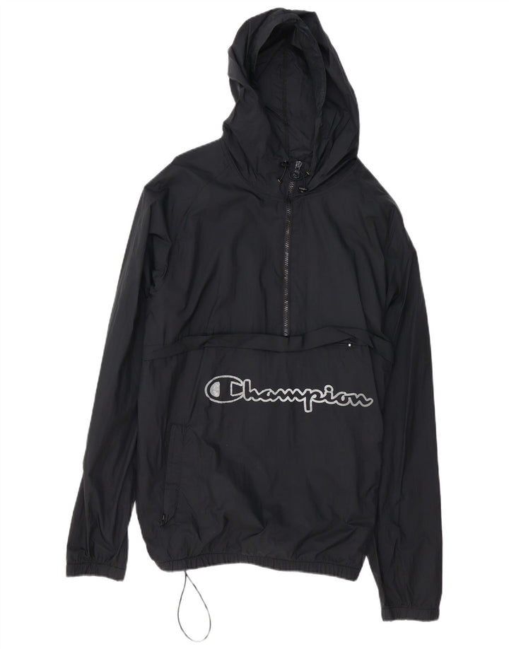 Champion Mens Graphic Hooded Anorak Jacket UK 40 Large Black Polyester