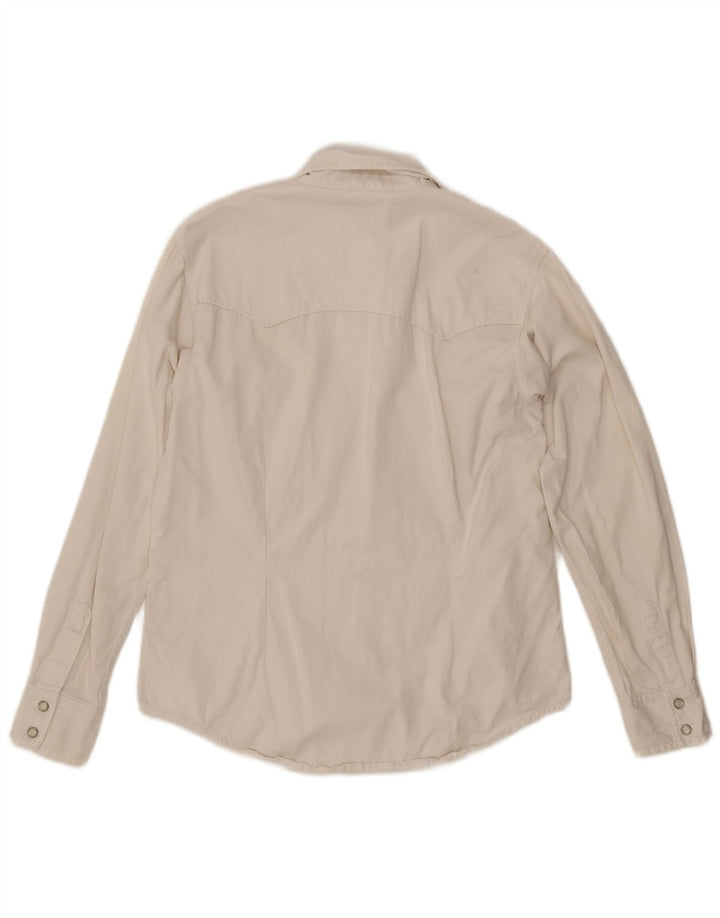 Lee Womens Denim Shirt UK 14 Medium White Cotton