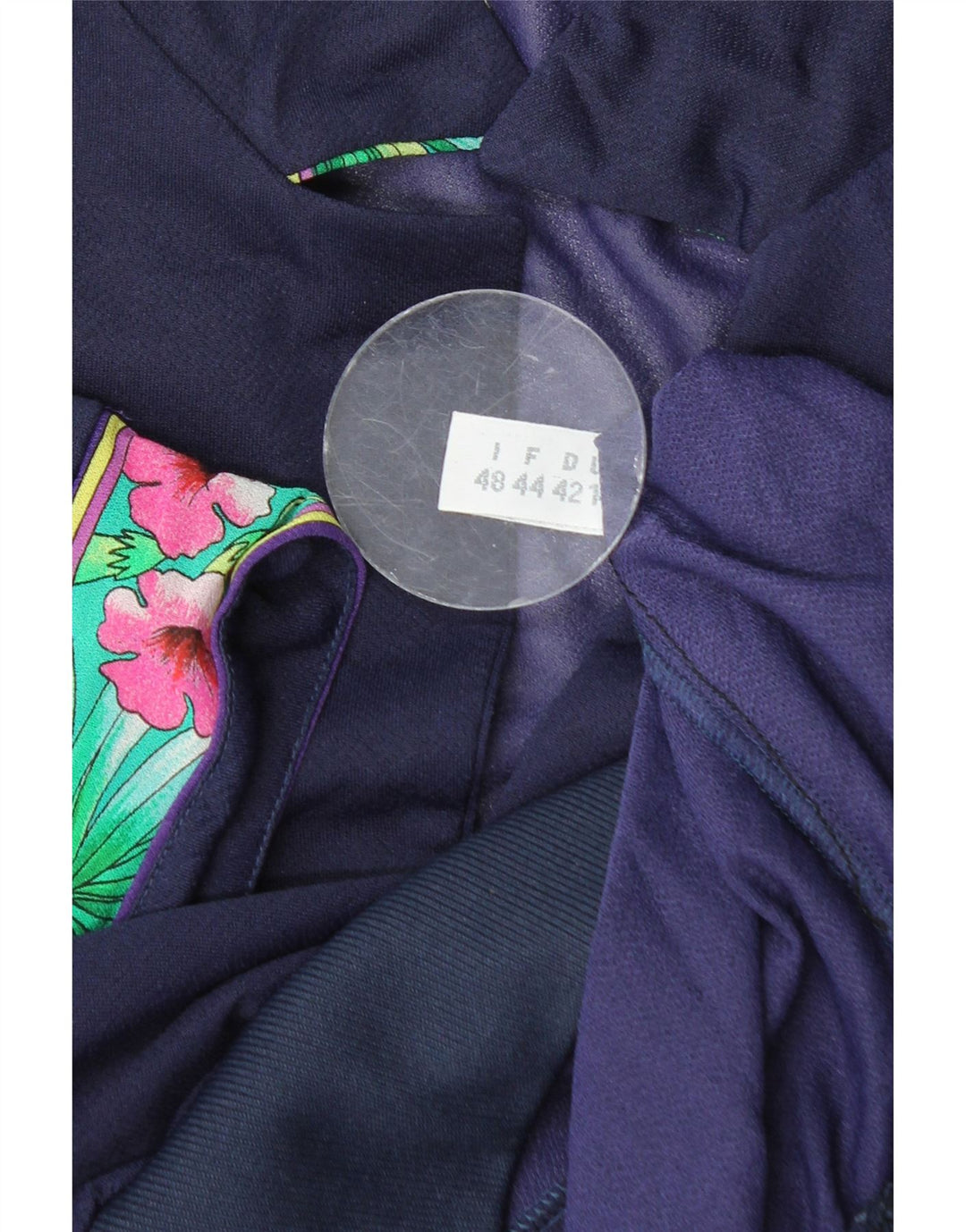 VINTAGE Womens Crop Blouse Top IT 48 XL Navy Blue Floral