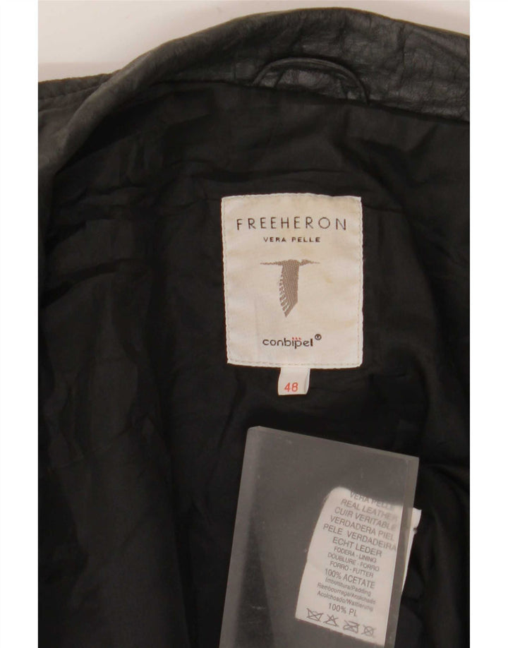 Conbipel Womens Free Heron Leather Jacket IT 48 XL Black