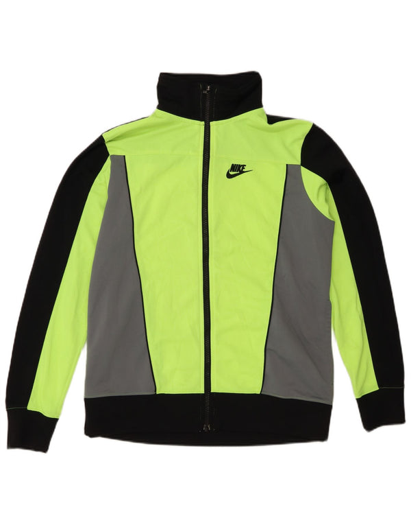 Nike Boys Tracksuit Top Jacket 13-14 Years Green Colourblock Polyester