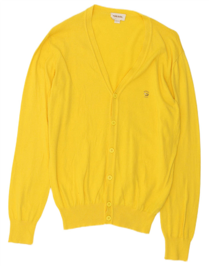 Diesel Mens Cardigan Sweater Large Yellow Cotton