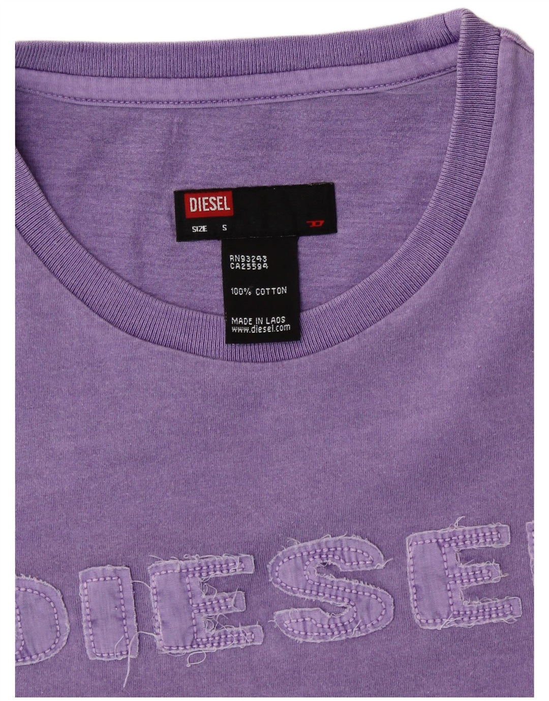 DIESEL Womens Graphic T-Shirt Top UK 10 Small Purple Cotton
