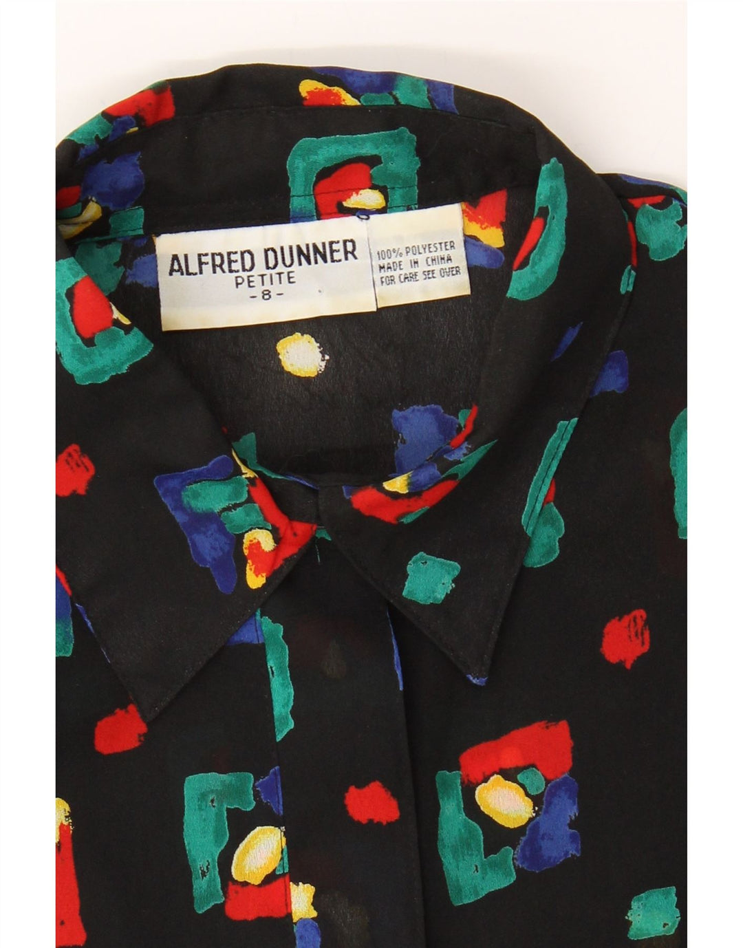 ALFRED DUNNER Womens Abstract Pattern Pullover Shirt US 8 Medium Black Vintage Alfred Dunner and Second-Hand Alfred Dunner from Messina Hembry 