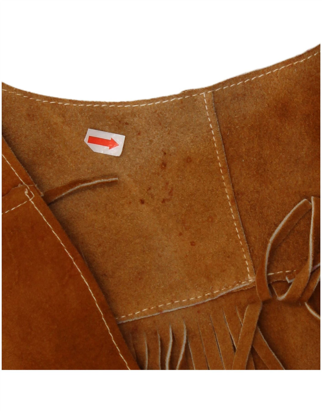 VINTAGE Womens Suede Waistcoat UK 10 Small Brown