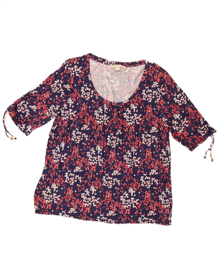 MICHAEL KORS Womens Blouse Top UK 18 XL Navy Blue Floral Synthetic