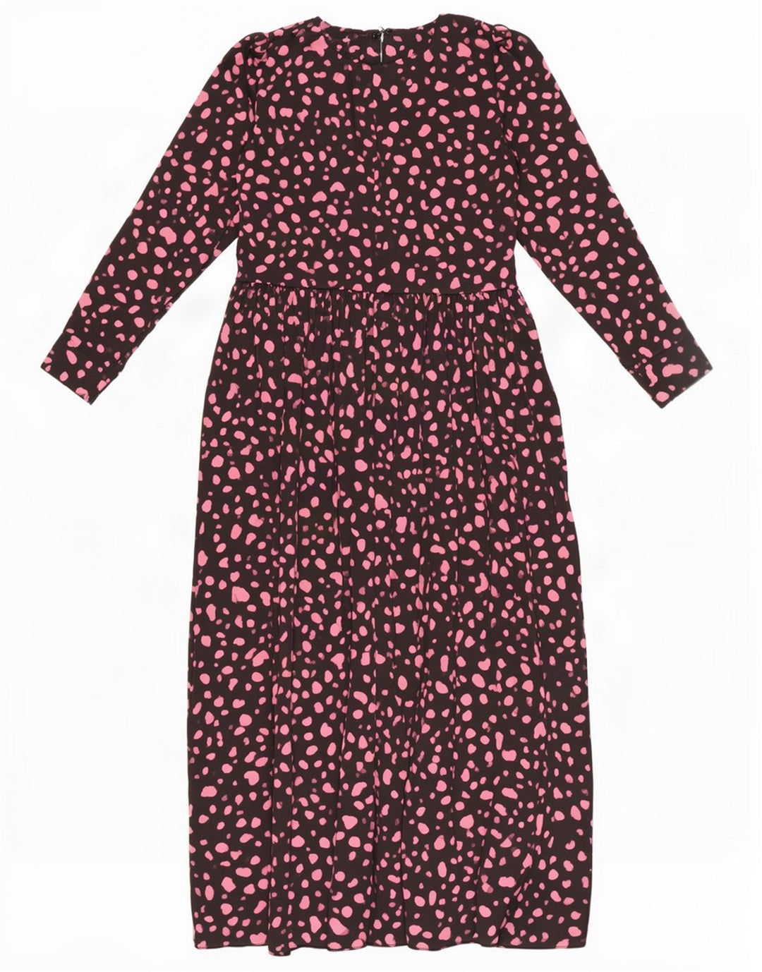 Zara Womens Long Sleeve Maxi Dress UK 12 Medium Black Spotted Polyester