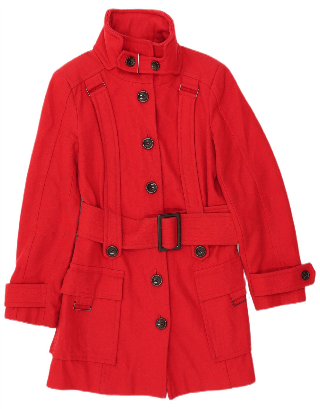ZARA Womens Overcoat UK 12 Medium Red Wool