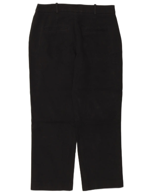 Zara Womens Straight Cropped Trousers Medium W28 L26 Black Cotton