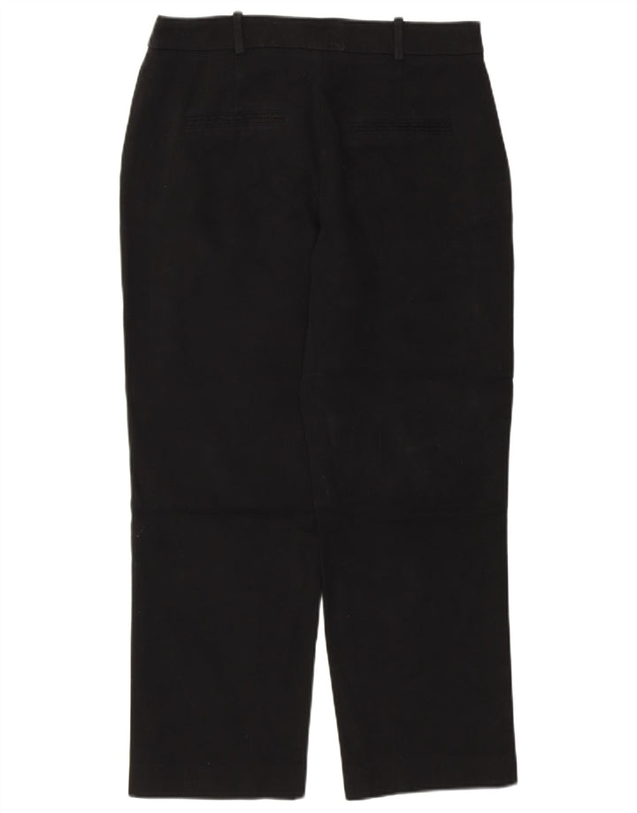 Zara Womens Straight Cropped Trousers Medium W28 L26 Black Cotton