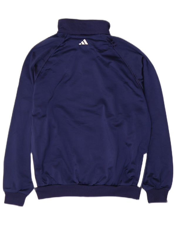 ADIDAS Girls Tracksuit Top Jacket 11-12 Years Navy Blue Polyester