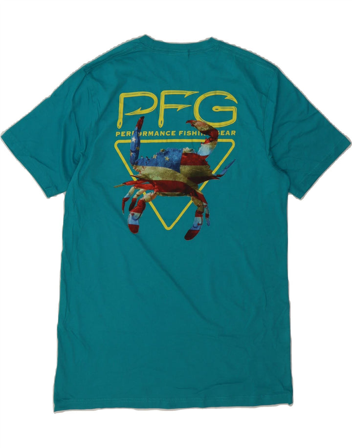 COLUMBIA Mens Graphic T-Shirt Top Medium Turquoise Cotton